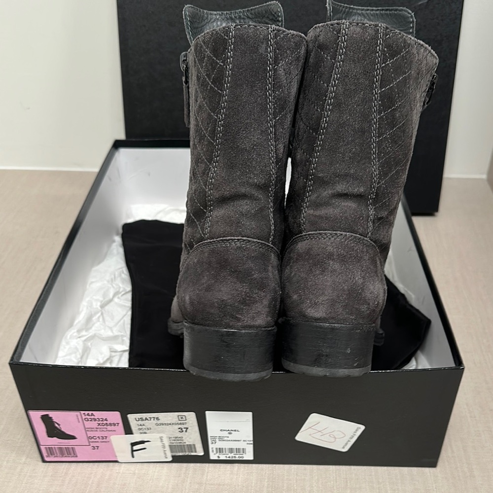 100% AUTHENTIC CHANEL Gray Women’s Boots - Picture 13 of 16